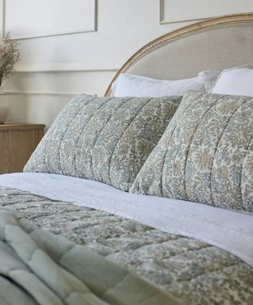Athena Handblock Blue/Natural Pillow Covers (2PC)