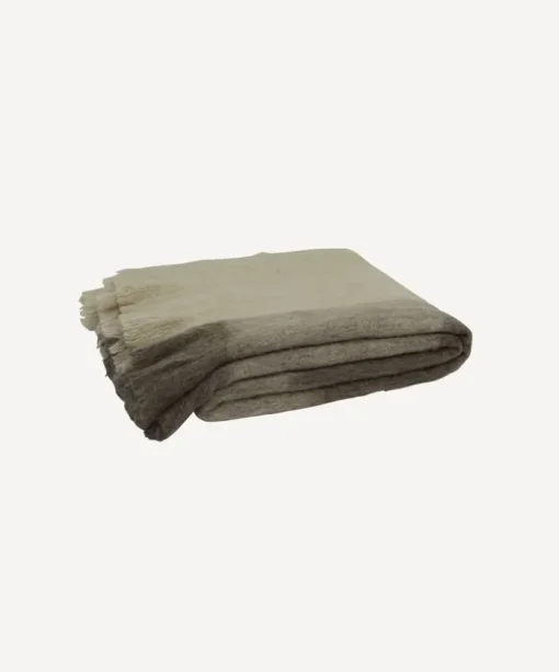 Beige Brown Plaid Fringe Throw
