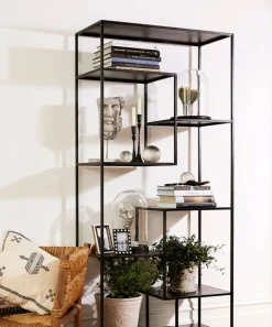 Black Metal Staggered Shelf