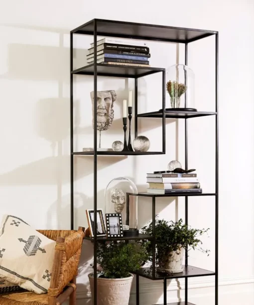 Black Metal Staggered Shelf