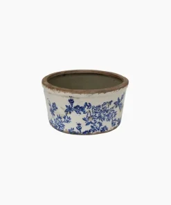 Blue Floral Wide Pot Large