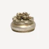 Camelia Small Round Trinket Box Pewter Finish