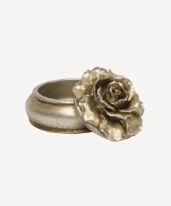 Camelia Small Round Trinket Box Pewter Finish