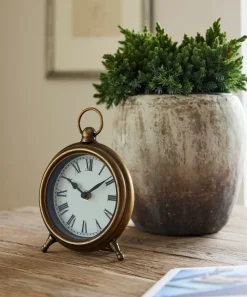 Desk Clock Antique Gold