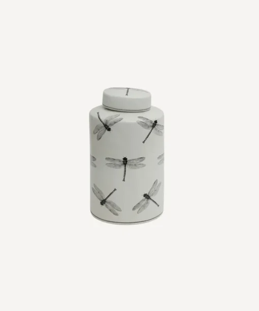 Dragonfly Oval Lidded Jar