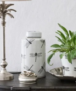 Dragonfly Oval Lidded Jar
