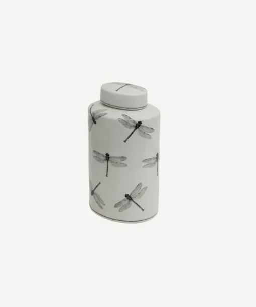 Dragonfly Oval Lidded Jar
