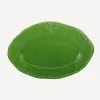 Dragonfly Stoneware Green Oval Platter Small