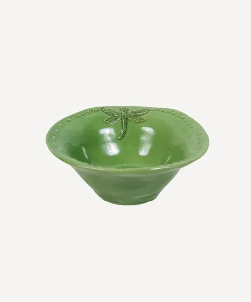 Dragonfly Stoneware Green Salt Bowl