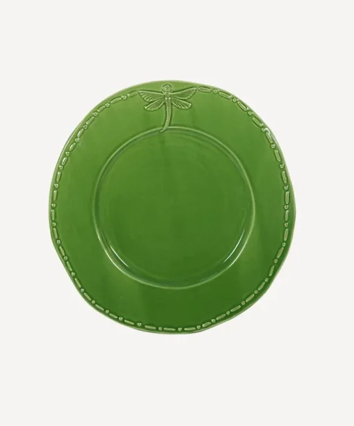 Dragonfly Stoneware Green Lunch Plate