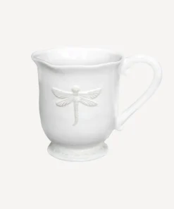 Dragonfly Stoneware White Mug