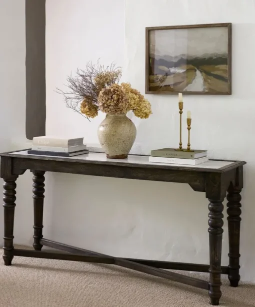 Edwin Marble and Wood Console Table