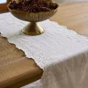 Embroidered Table Runner White