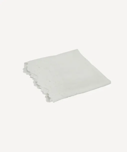 Embroidered Table Runner White
