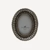 Fanned Oval Photo Frame Pewter Finish 2.5x3.5"