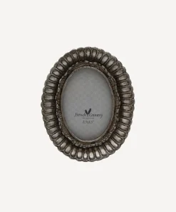 Fanned Oval Photo Frame Pewter Finish 2.5x3.5"