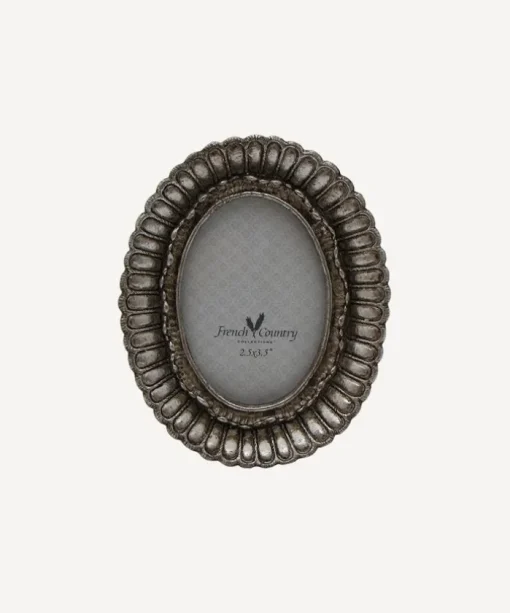 Fanned Oval Photo Frame Pewter Finish 2.5x3.5"