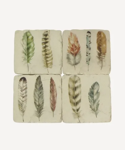 Feather Resin Coasters (4PC)