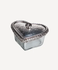 Glass Heart Box With Rose