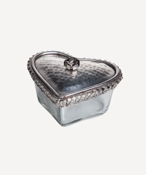 Glass Heart Box With Rose