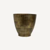 Hammered Stripe Brass Pot Small