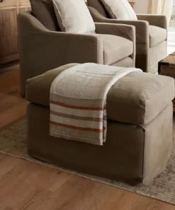 Herringbone Stripe Linen Throw Natural