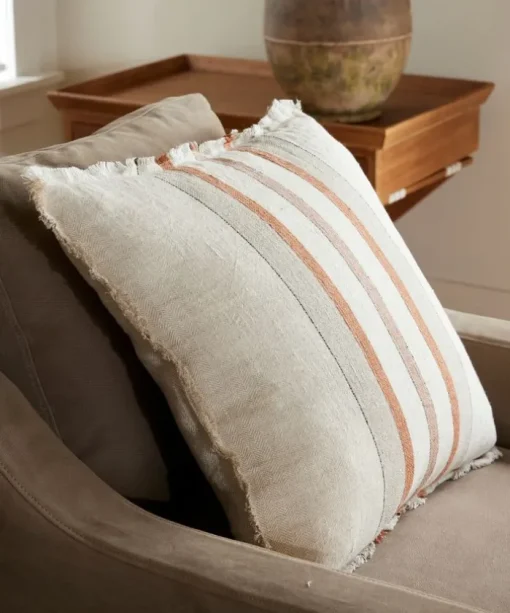 Herringbone Stripe Linen Cushion Cover Natural