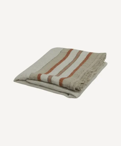 Herringbone Stripe Linen Throw Natural