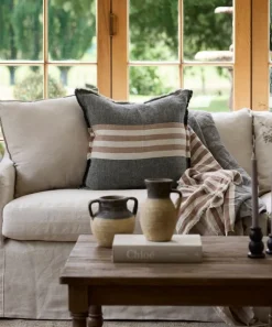 Herringbone Stripe Throw Black Spice