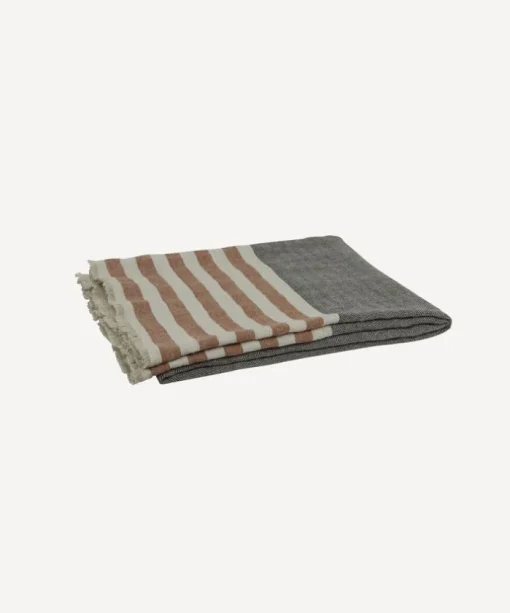 Herringbone Stripe Throw Black Spice