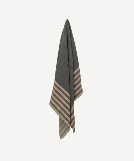 Herringbone Stripe Throw Black Spice