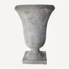 Large Bell Shape Urn with Base Lava Raw Grey