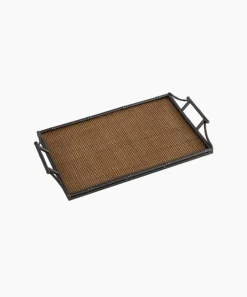 Rattan & Faux Bamboo Handle Tray Small
