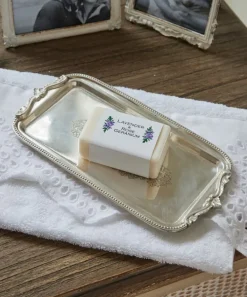 Rectangle Silver Tray with Beading