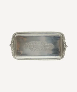 Rectangle Silver Tray with Beading