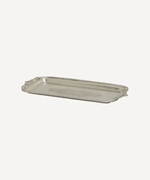 Rectangle Silver Tray with Beading