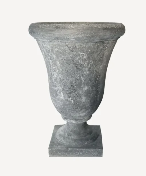Small Bell Shape Urn with Base Lava Raw Grey