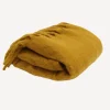 Solid Fringed Mustard Throw
