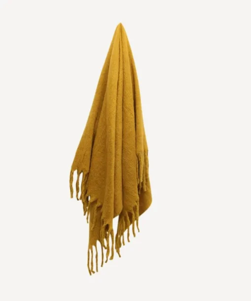 Solid Fringed Mustard Throw