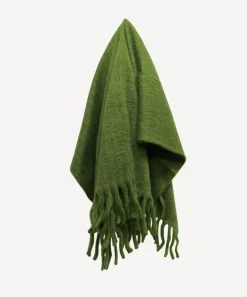 Solid Fringed Sage Green Throw