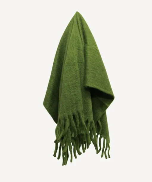Solid Fringed Sage Green Throw