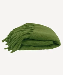 Solid Fringed Sage Green Throw