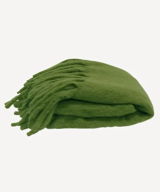 Solid Fringed Sage Green Throw