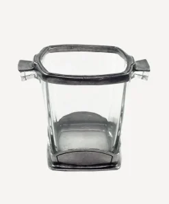 Square Pewter & Glass Ice Bucket