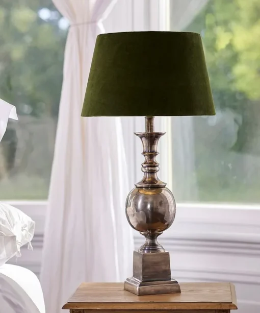 Tapered Drum Velvet Shade Olive 40cm