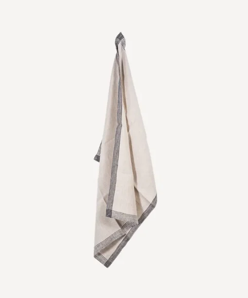 Woven Border Tea Towel Natural & Black